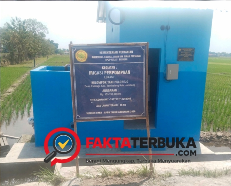 Irigasi Perpompaan Rp155,7 Juta di Pulorejo Jombang Disorot, Dugaan Mark-Up Bangunan Diminta Dibuka Terang